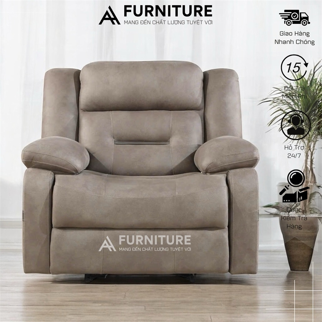 Ghế Sofa Chỉnh Cơ Có Chức Năng Ngả Cao Cấp Chất Vải Giả Da Form To Dày Dặn | SOFA99 | Nội Thất Anh Hoàng