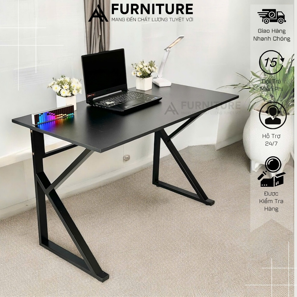 Bàn Gaming Chữ K Màu Trắng Size Lớn 120x60 Cao 75cm Sơn Tĩnh Điện Chống Trầy Thiết Kế Hiện Đại, Siêu Chắc Chắn | Mã K02 | Nội Thất Anh Hoàng