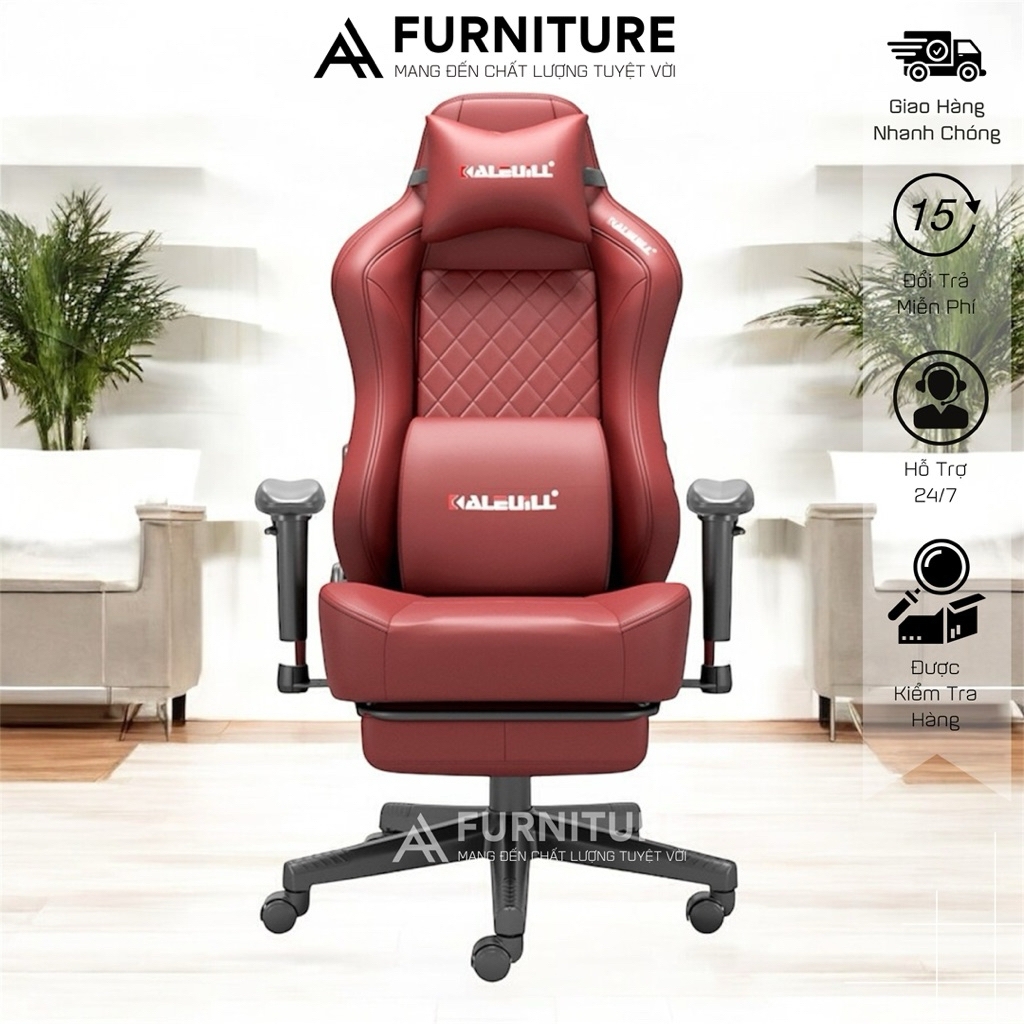 Ghế Gaming Cao Cấp Ngả Nằm Sâu, Form To Dày Tay Tuỳ Chỉnh Có Gác Chân Da Pu Cao Cấp | AH10