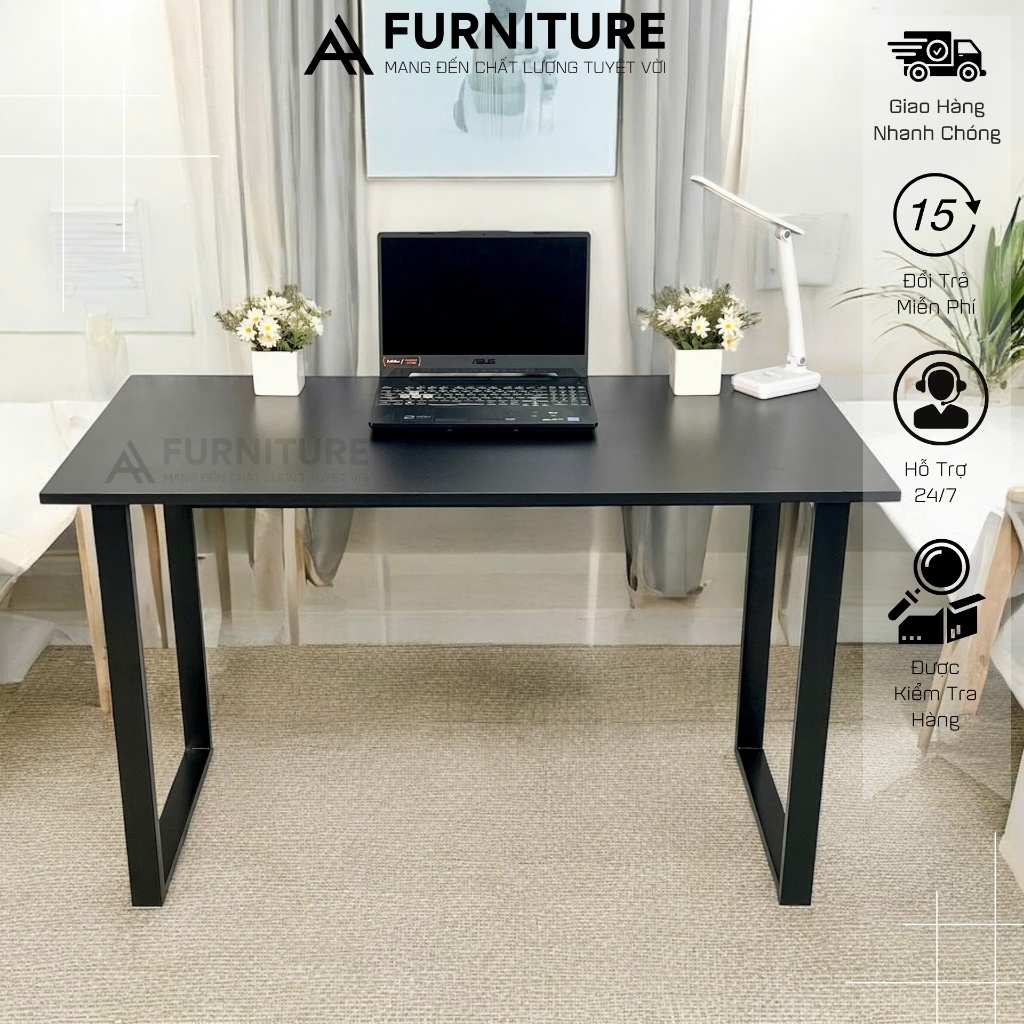 Bàn Gỗ Để Máy Tính Màu Trắng Basic Style Size 120x60 Cao 75cm - Bàn Học Tập Văn Phòng Tối Giản | Mã U02 | Nội Thất Anh Hoàng