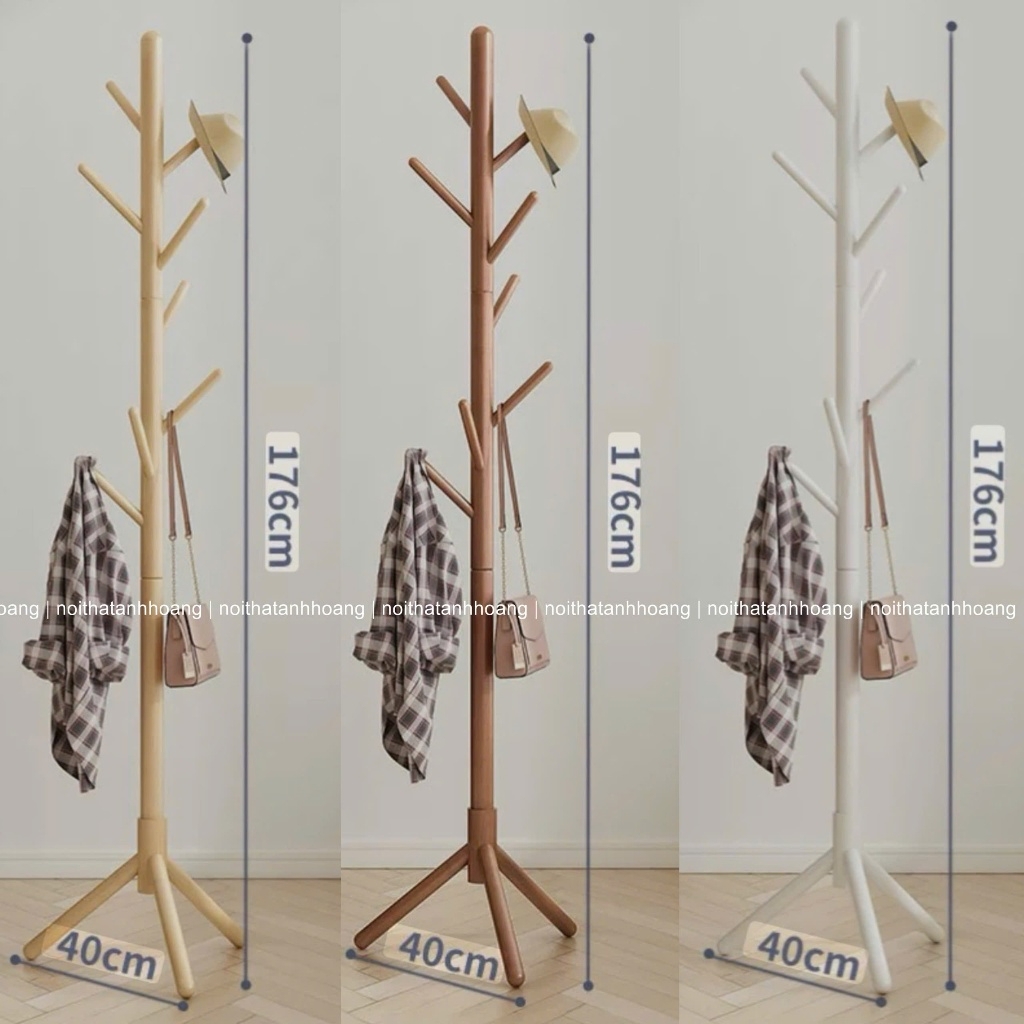 Cây Treo Quần Áo Gỗ Tự Nhiên Finlandia | Đế Kiềng Cao 175cm | Kiểu Dáng Hàn Quốc Sang Trọng | Nội Thất Anh Hoàng