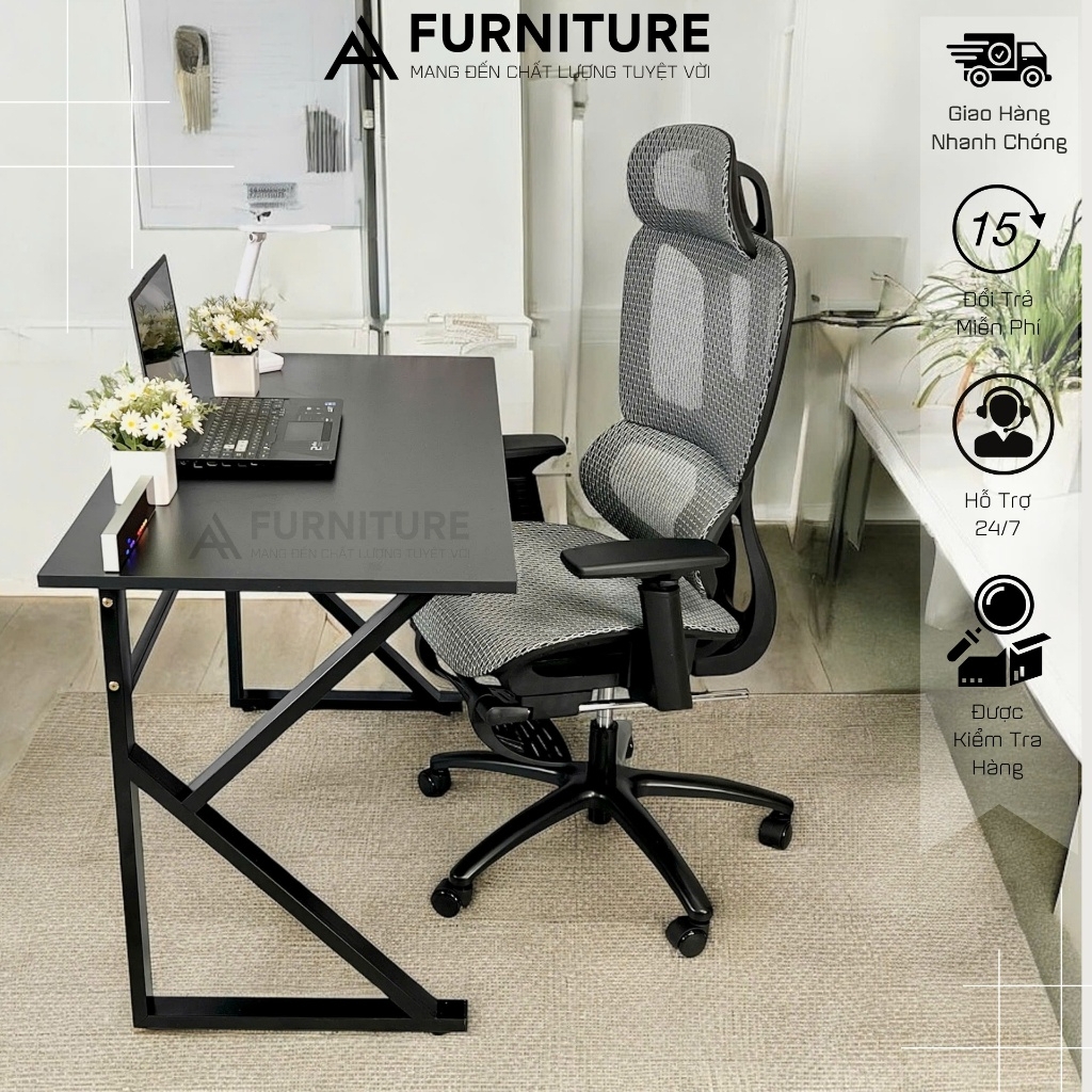 Bàn Gaming Chữ K Màu Trắng Size Lớn 120x60 Cao 75cm Sơn Tĩnh Điện Chống Trầy Thiết Kế Hiện Đại, Siêu Chắc Chắn | Mã K02 | Nội Thất Anh Hoàng