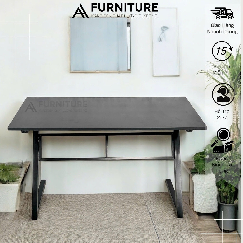 Bàn Máy Tính Gaming Màu Trắng Gỗ MDF Melamine Size 120x60 Cao 75cm Khung Sắt Sơn Tĩnh Điện – Bàn Làm Việc Chơi Game | Mã Z02 | Nội Thất Anh Hoàng
