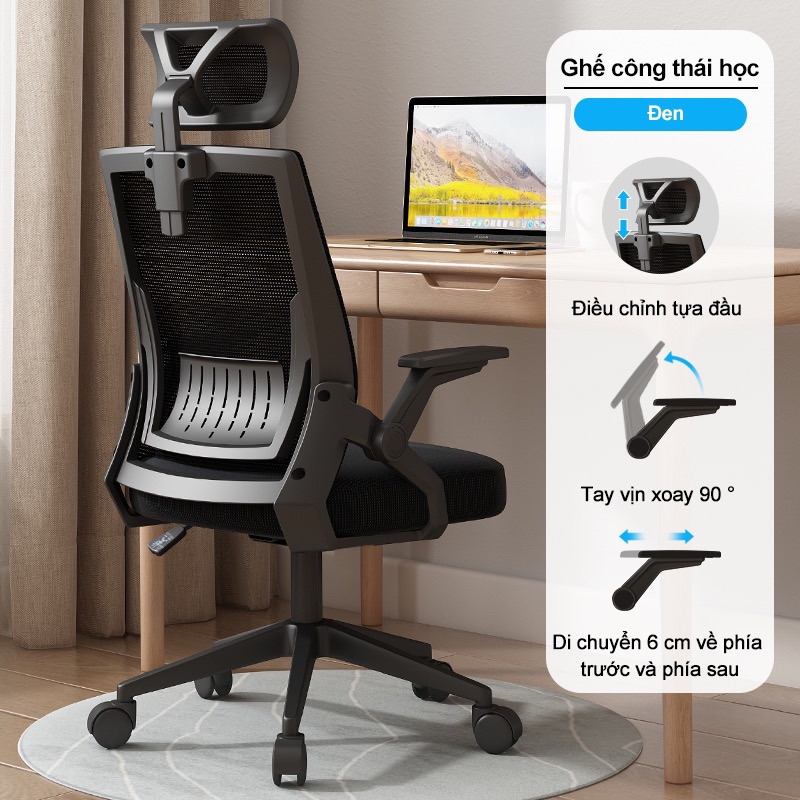 Ghế Văn Phòng, Ghế Lưng Lưới Công Thái Học Ergonomic Thông Minh Hỗ Trợ Giảm Đau Mỏi Lưng | 401 Trắng | Nội Thất Anh Hoàng