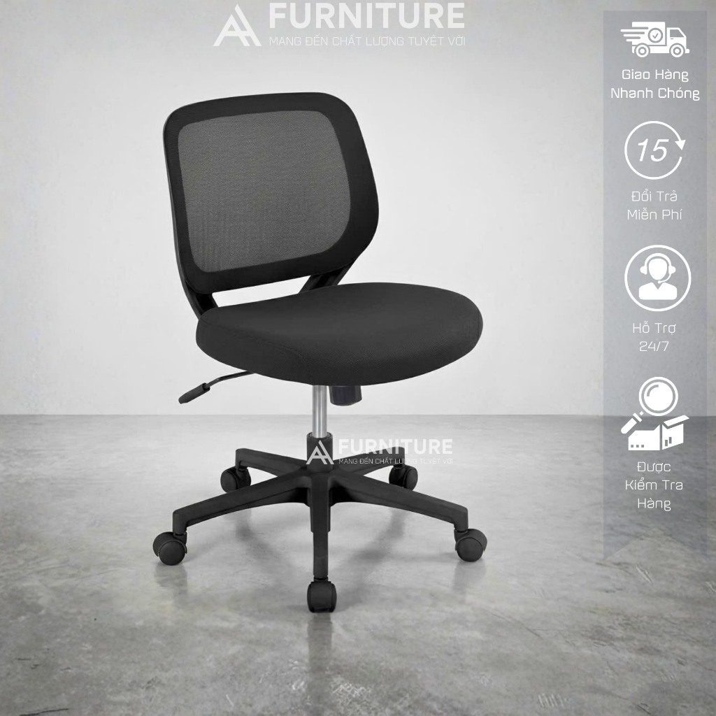 Ghế Văn Phòng Chân Xoay ADLEY - Ghế Xoay Phong Cách Tối Giản Không Tay Ghế | Nội Thất Anh Hoàng