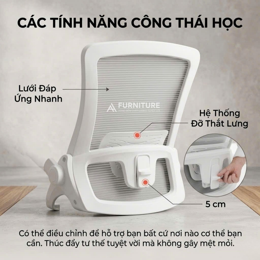 Ghế Xoay Văn Phòng Lưng Lưới DBS Pink - Ghế Làm Việc Công Thái Học Cao Cấp, Tay Nâng Linh Hoạt | Nội Thất Anh Hoàng