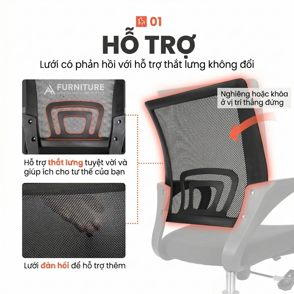 Ghế Văn Phòng CPS Beige Chân Xoay Lưng Lưới Cao Cấp – Thoải Mái Tối Đa, Hiệu Suất Vượt Trội | CPS | Nội Thất Anh Hoàng