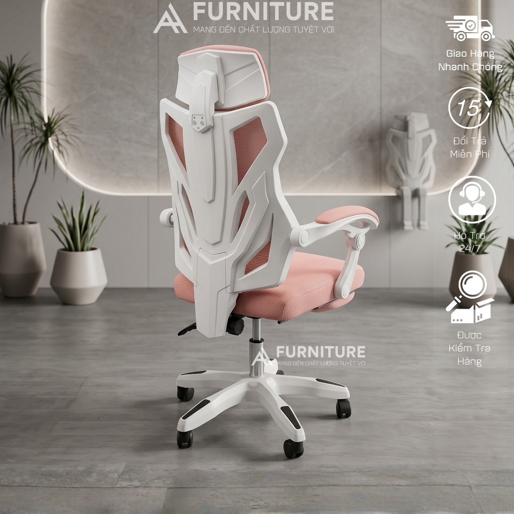 Ghế Xoay Văn Phòng, Công Thái Học, Gaming Stream Model: 302 Black , Có Tựa Đầu Êm Ái, Thiết Kế Độc Đáo | Nội Thất Anh Hoàng