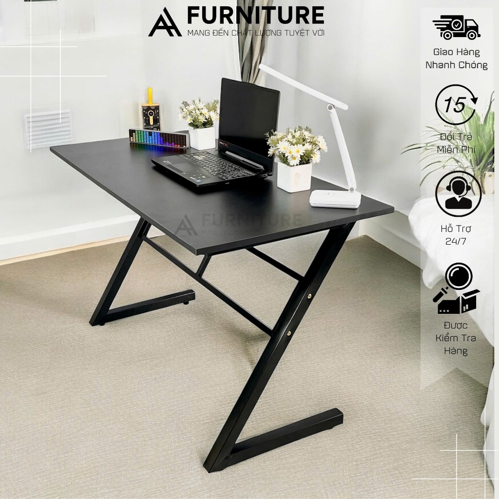 Bàn Máy Tính Gaming Màu Trắng Gỗ MDF Melamine Size 120x60 Cao 75cm Khung Sắt Sơn Tĩnh Điện – Bàn Làm Việc Chơi Game | Mã Z02 | Nội Thất Anh Hoàng