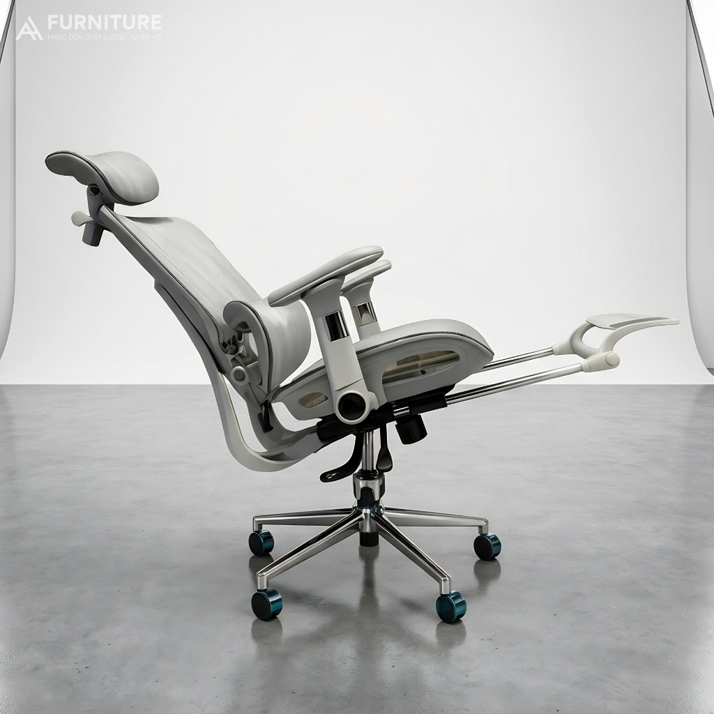 Ghế Xoay Công Thái Học Model 905 Black, Gác chân, Tựa cổ, Tựa Lưng Thay Đổi Linh Hoạt Thiết Kế Bảo Vệ Cột Sống Ngả Lưng 145 Độ