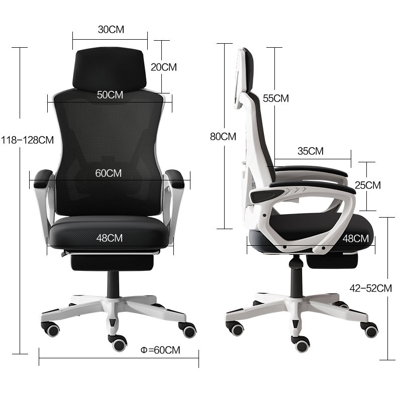 Ghế Xoay Văn Phòng, Công Thái Học, Gaming Ergonomic, Ghế Gaming Tựa Đầu Êm Ái | 818 White | Nội Thất Anh Hoàng