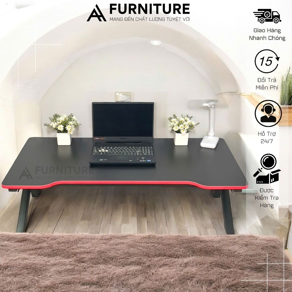 1 Bộ Bàn Ghế Máy Tính Gaming Splus Màu Đen Gấp Gọn Tiện Lợi KB02 + Tatami Nâu | Nội Thất Anh Hoàng