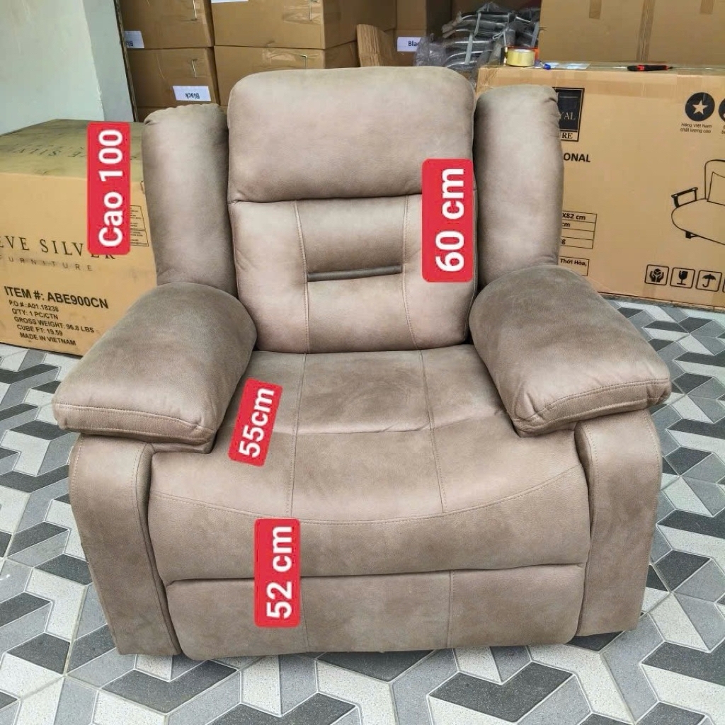 Ghế Sofa Chỉnh Cơ Có Chức Năng Ngả Cao Cấp Chất Vải Giả Da Form To Dày Dặn | SOFA99 | Nội Thất Anh Hoàng
