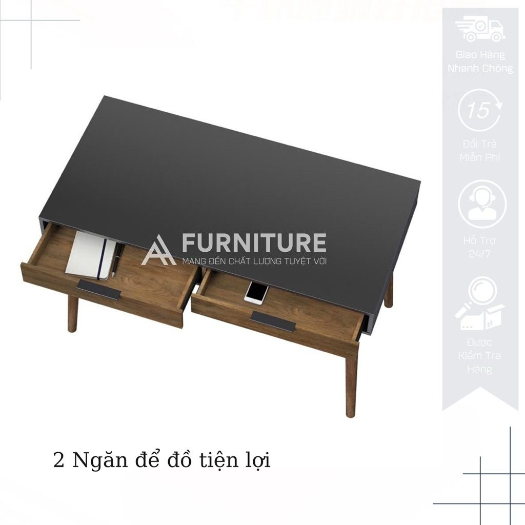 Bàn Làm Việc ELLE Decor Thiết Kế Phong Cách, 2 Ngăn Kéo Để Đồ, 4 Chân Gỗ Gọn Gàng Vững Chắc, Kích Thước Rộng Rãi | ELLE