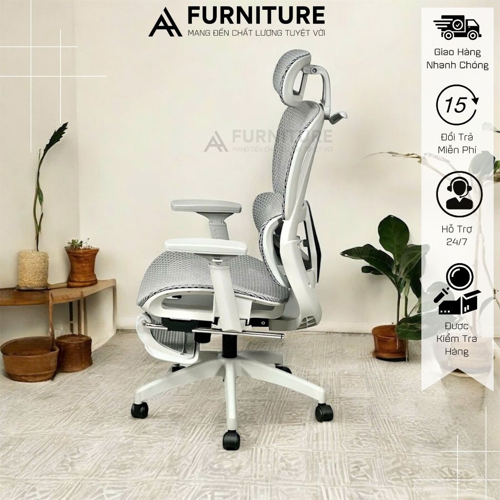 Ghế Xoay Công Thái Học – Ghế Ngồi Học Tập & Làm Việc Siêu Tiện Ích | Mã 919 Black | Nội Thất Anh Hoàng