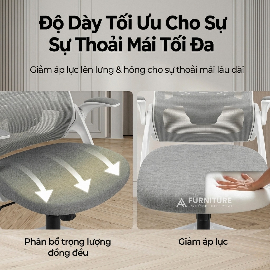 Ghế Xoay Văn Phòng Lưng Lưới DBS - Ghế Làm Việc Công Thái Học Cao Cấp, Tay Nâng Linh Hoạt | Nội Thất Anh Hoàng