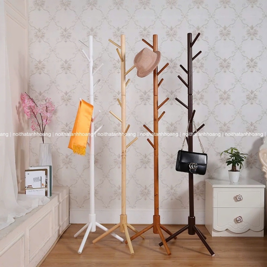 Cây Treo Quần Áo Gỗ Tự Nhiên Finlandia | Đế Kiềng Cao 175cm | Kiểu Dáng Hàn Quốc Sang Trọng | Nội Thất Anh Hoàng