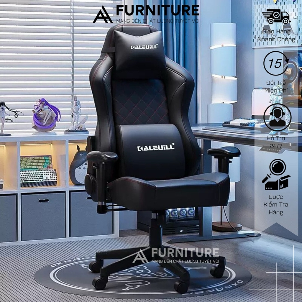 Ghế Gaming Cao Cấp Ngả Nằm Sâu, Form To Dày Tay Tuỳ Chỉnh Có Gác Chân Da Pu Cao Cấp | AH10