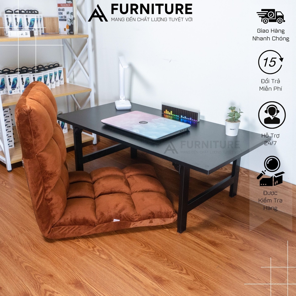 1 Bộ Bàn Ghế Ngồi Bệt Gấp Gọn Lắp Sẵn – Bàn Học Gỗ Ngồi Làm Việc & Ghế Tatami Cao Cấp | Nội Thất Anh Hoàng