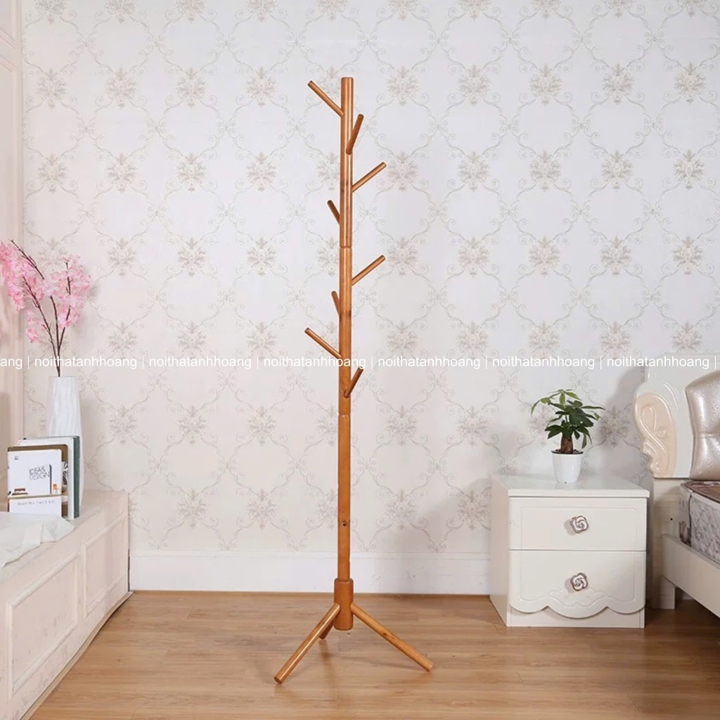 Cây Treo Quần Áo Gỗ Tự Nhiên Finlandia | Đế Kiềng Cao 175cm | Kiểu Dáng Hàn Quốc Sang Trọng | Nội Thất Anh Hoàng