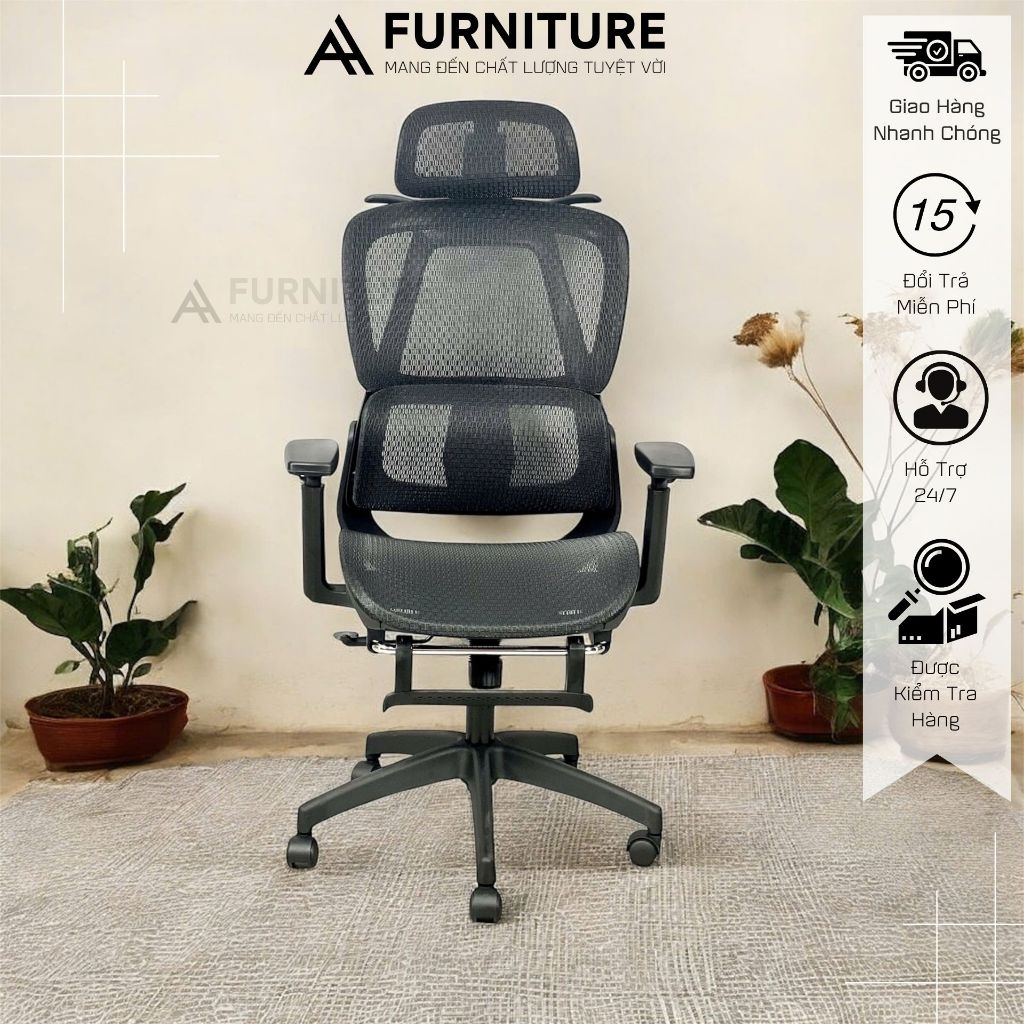 Ghế Xoay Công Thái Học – Ghế Ngồi Học Tập & Làm Việc Siêu Tiện Ích | Mã 919 Black | Nội Thất Anh Hoàng