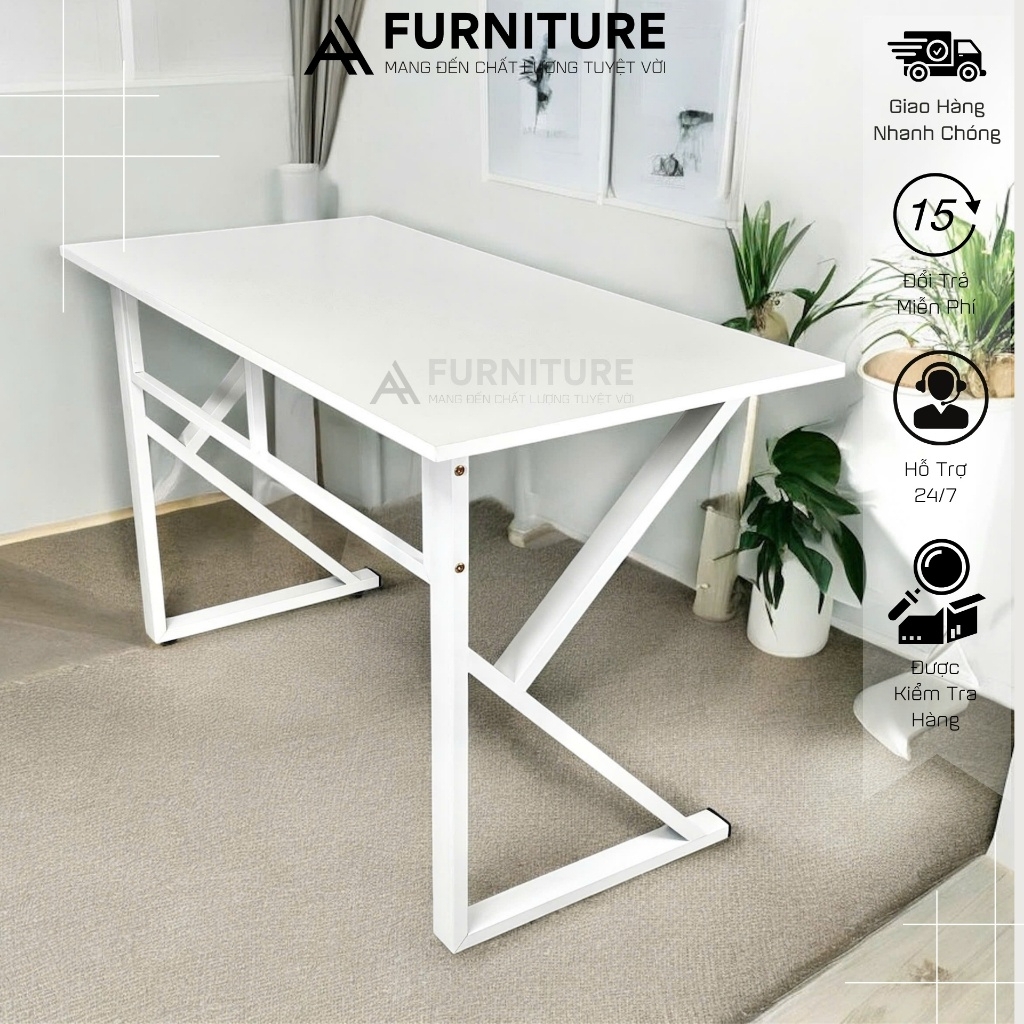Bàn Gaming Chữ K Màu Trắng Size Lớn 120x60 Cao 75cm Sơn Tĩnh Điện Chống Trầy Thiết Kế Hiện Đại, Siêu Chắc Chắn | Mã K02 | Nội Thất Anh Hoàng