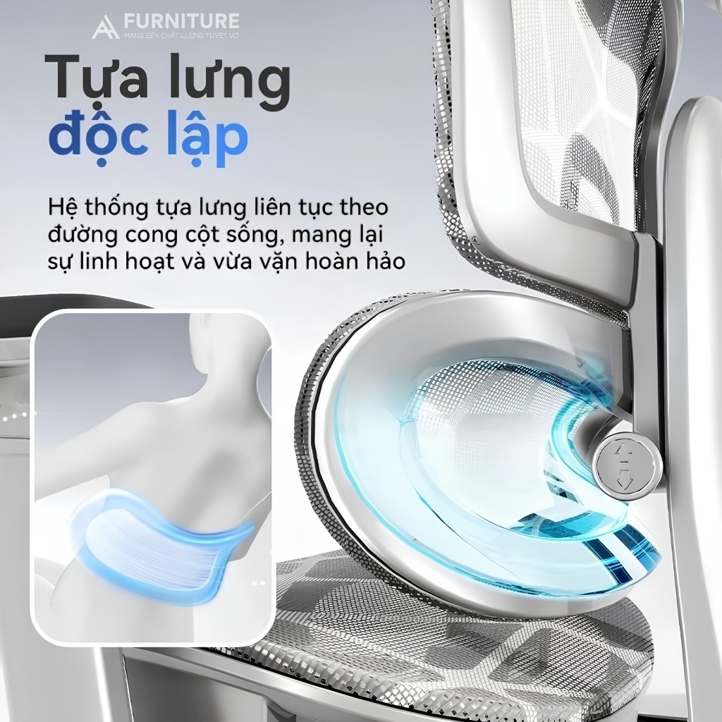 Ghế Xoay Công Thái Học Model 905 Grey, Gác chân, Tựa cổ, Tựa Lưng Thay Đổi Linh Hoạt Thiết Kế Bảo Vệ Cột Sống Ngả Lưng 145 Độ