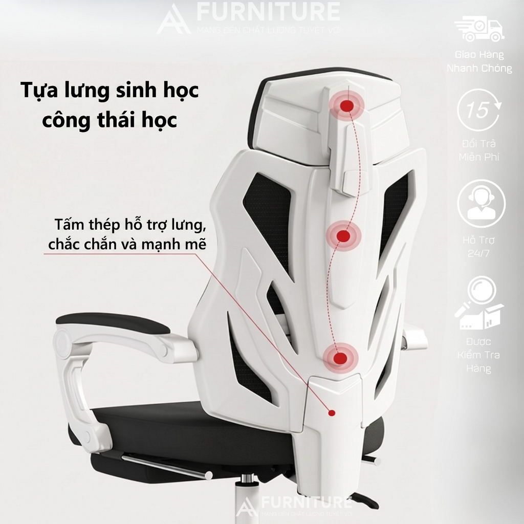 Ghế Xoay Văn Phòng, Công Thái Học, Gaming Stream Model: 302 Pink, Có Tựa Đầu Êm Ái, Thiết Kế Độc Đáo | Nội Thất Anh Hoàng