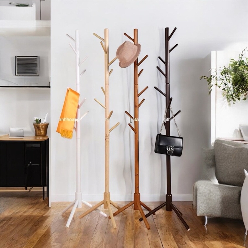 Cây Treo Quần Áo Gỗ Tự Nhiên Finlandia | Đế Kiềng Cao 175cm | Kiểu Dáng Hàn Quốc Sang Trọng | Nội Thất Anh Hoàng