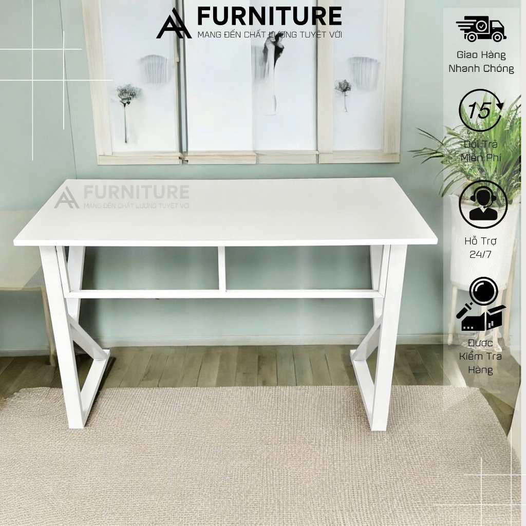 Bàn Gaming Chữ K Màu Trắng Size Lớn 120x60 Cao 75cm Sơn Tĩnh Điện Chống Trầy Thiết Kế Hiện Đại, Siêu Chắc Chắn | Mã K02 | Nội Thất Anh Hoàng