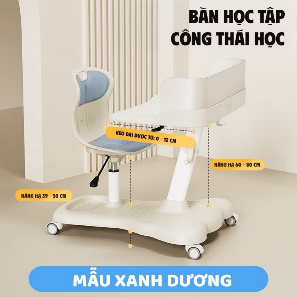 Bàn Ghế Học Sinh Công Thái Học Màu Hồng – Tiết Kiệm Không Gian, Điều Chỉnh Linh Hoạt An Toàn Cho Bé | BGCB88 | Nội Thất Anh Hoàng