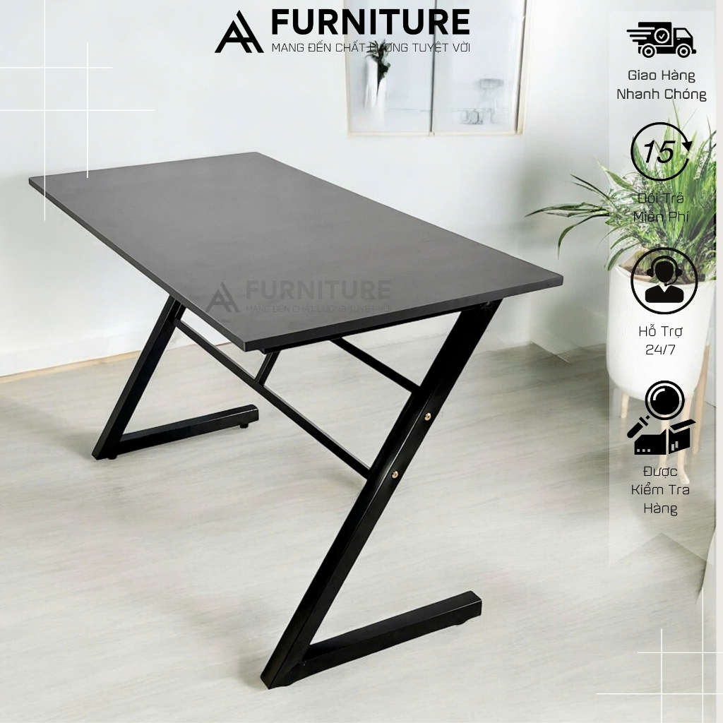 Bàn Máy Tính Gaming Màu Trắng Gỗ MDF Melamine Size 120x60 Cao 75cm Khung Sắt Sơn Tĩnh Điện – Bàn Làm Việc Chơi Game | Mã Z02 | Nội Thất Anh Hoàng