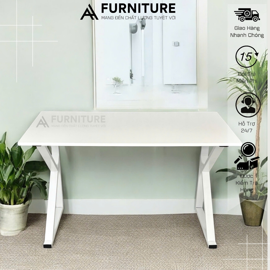 Bàn Gaming Chữ K Màu Trắng Size Lớn 120x60 Cao 75cm Sơn Tĩnh Điện Chống Trầy Thiết Kế Hiện Đại, Siêu Chắc Chắn | Mã K02 | Nội Thất Anh Hoàng
