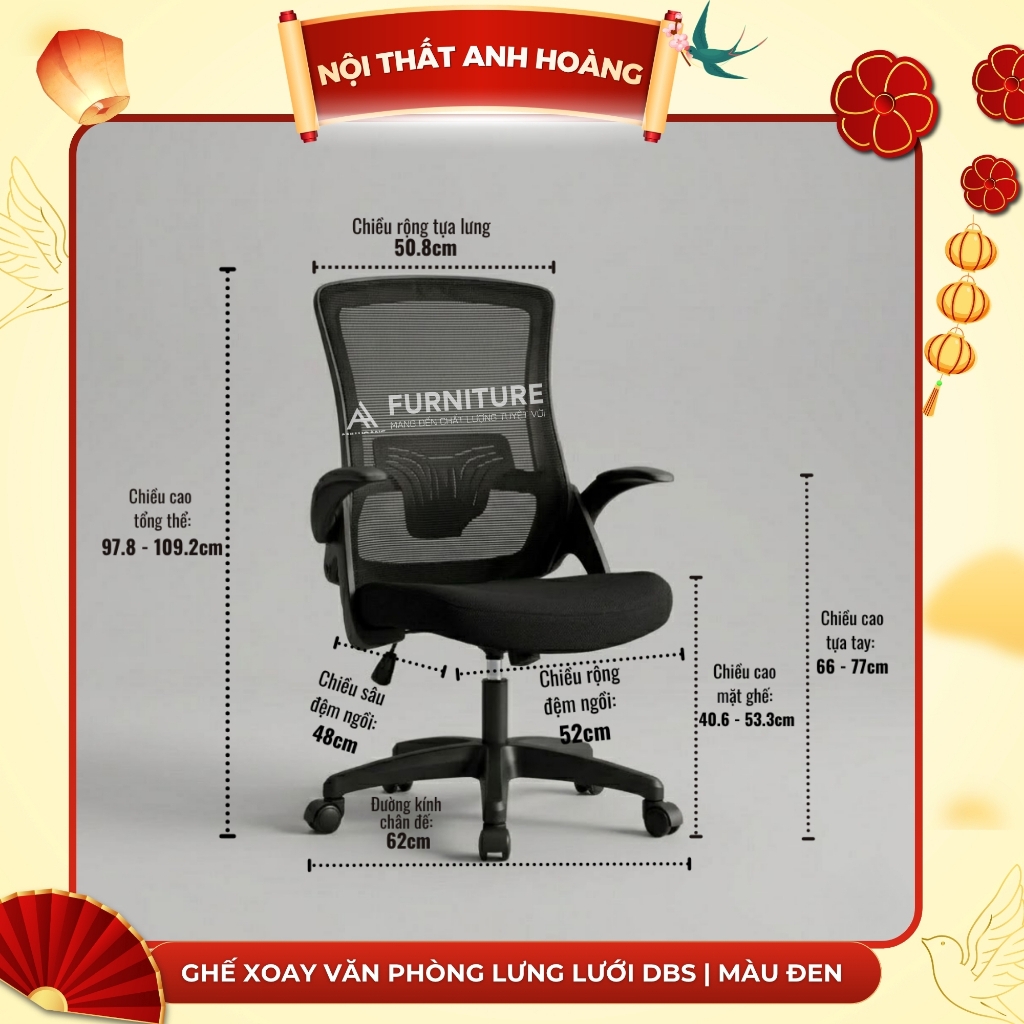 Ghế Xoay Văn Phòng Lưng Lưới DBS Pink - Ghế Làm Việc Công Thái Học Cao Cấp, Tay Nâng Linh Hoạt | Nội Thất Anh Hoàng