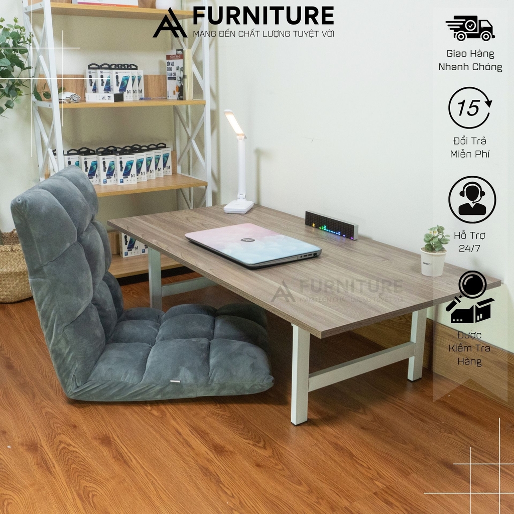 1 Bộ Bàn Ghế Ngồi Bệt Gấp Gọn Lắp Sẵn – Bàn Học Gỗ Ngồi Làm Việc & Ghế Tatami Cao Cấp | Nội Thất Anh Hoàng