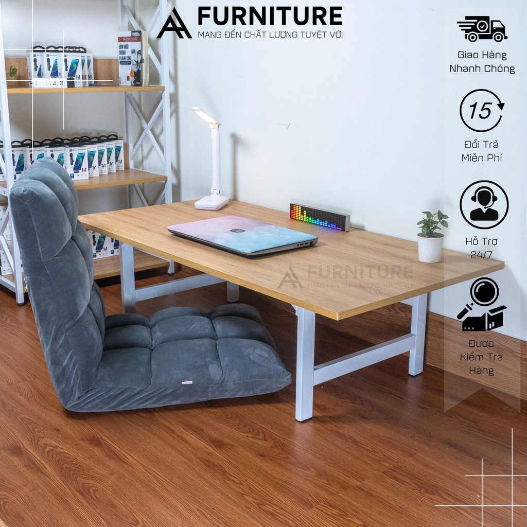 1 Bộ Bàn Ghế Ngồi Bệt Gấp Gọn Lắp Sẵn – Bàn Học Gỗ Ngồi Làm Việc & Ghế Tatami Cao Cấp | Nội Thất Anh Hoàng