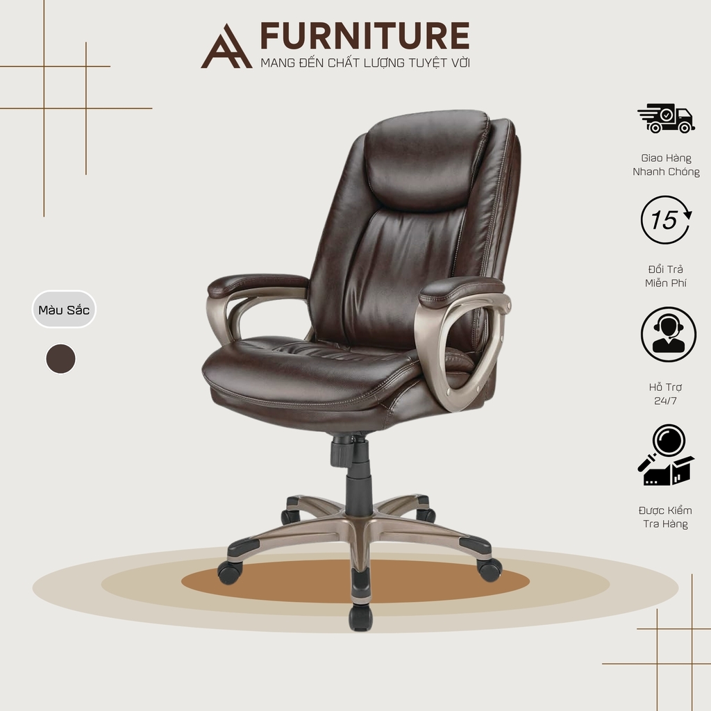 Ghế Xoay 360 Loại Da Form To Dày, Ghế Boss Giám Đốc Lãnh Đạo Cao Cấp Da Pu | 2120 | Nội Thất Anh Hoàng