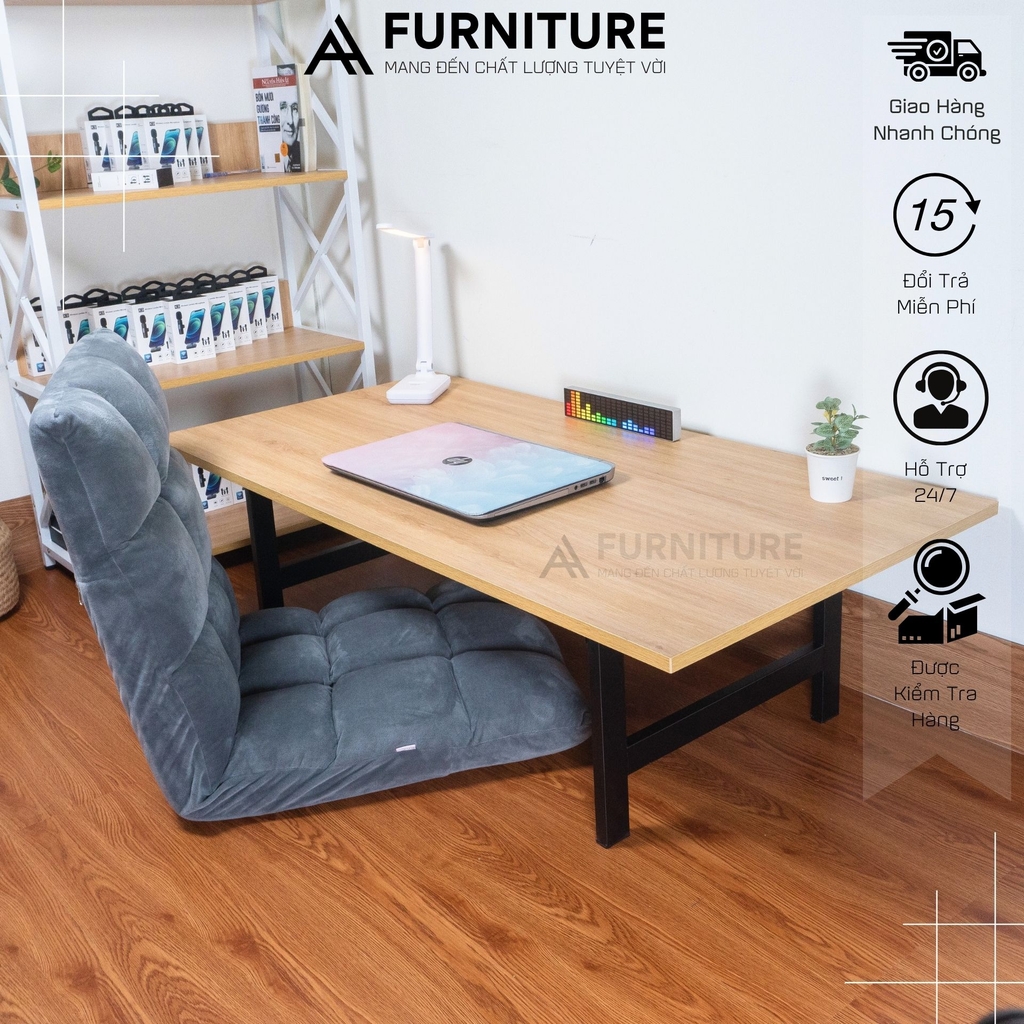 1 Bộ Bàn Ghế Ngồi Bệt Gấp Gọn Lắp Sẵn – Bàn Học Gỗ Ngồi Làm Việc & Ghế Tatami Cao Cấp | Nội Thất Anh Hoàng