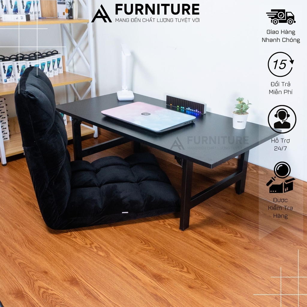1 Bộ Bàn Ghế Ngồi Bệt Gấp Gọn Lắp Sẵn – Bàn Học Gỗ Ngồi Làm Việc & Ghế Tatami Cao Cấp | Nội Thất Anh Hoàng