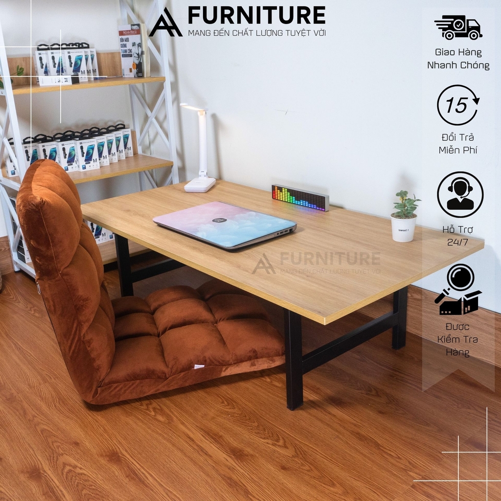 1 Bộ Bàn Ghế Ngồi Bệt Gấp Gọn Lắp Sẵn – Bàn Học Gỗ Ngồi Làm Việc & Ghế Tatami Cao Cấp | Nội Thất Anh Hoàng