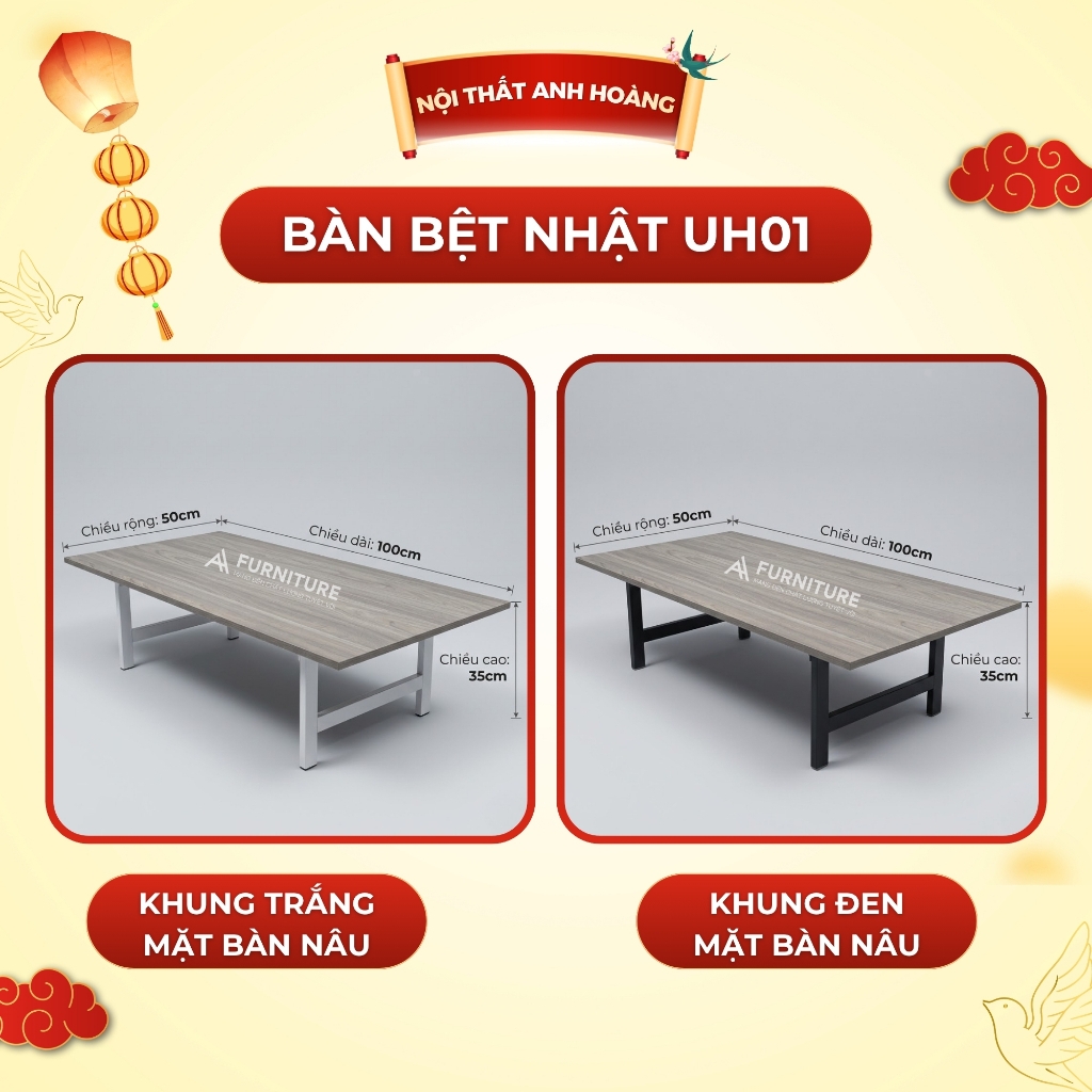 Bàn Học Ngồi Bệt Kiểu Nhật Có Nhiều Size Tùy Chọn - Bàn Gập Gọn Tiện Lợi | Nội Thất Anh Hoàng