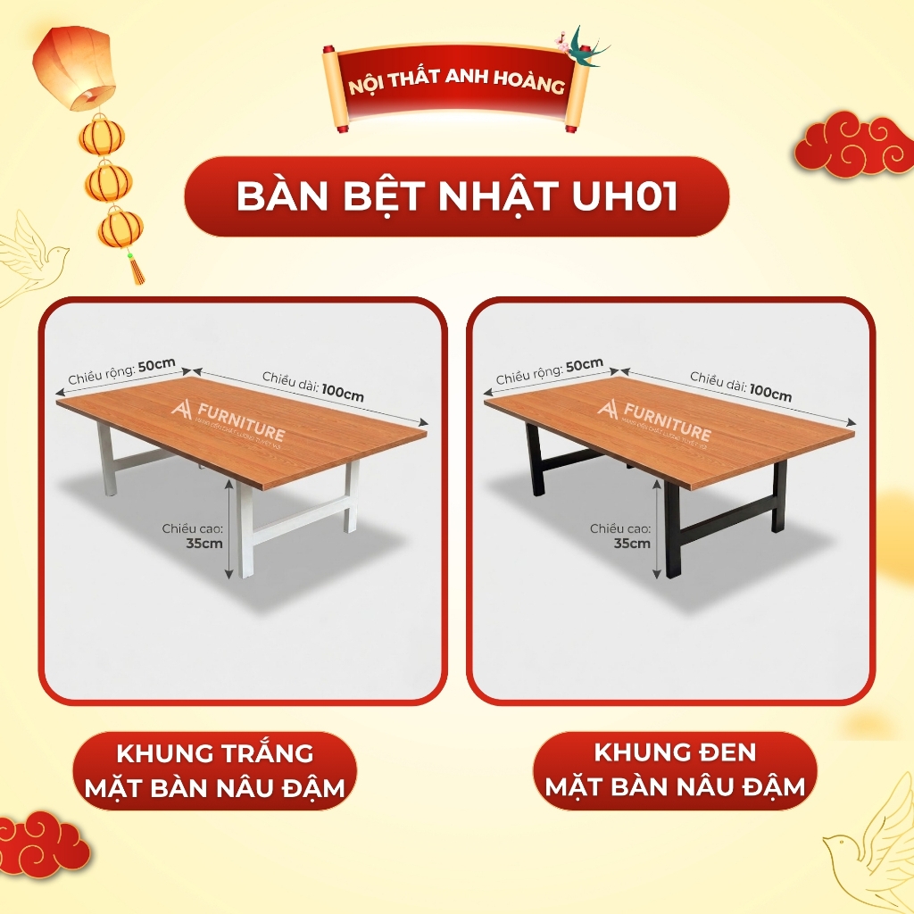 Bàn Học Ngồi Bệt Kiểu Nhật Có Nhiều Size Tùy Chọn - Bàn Gập Gọn Tiện Lợi | Nội Thất Anh Hoàng
