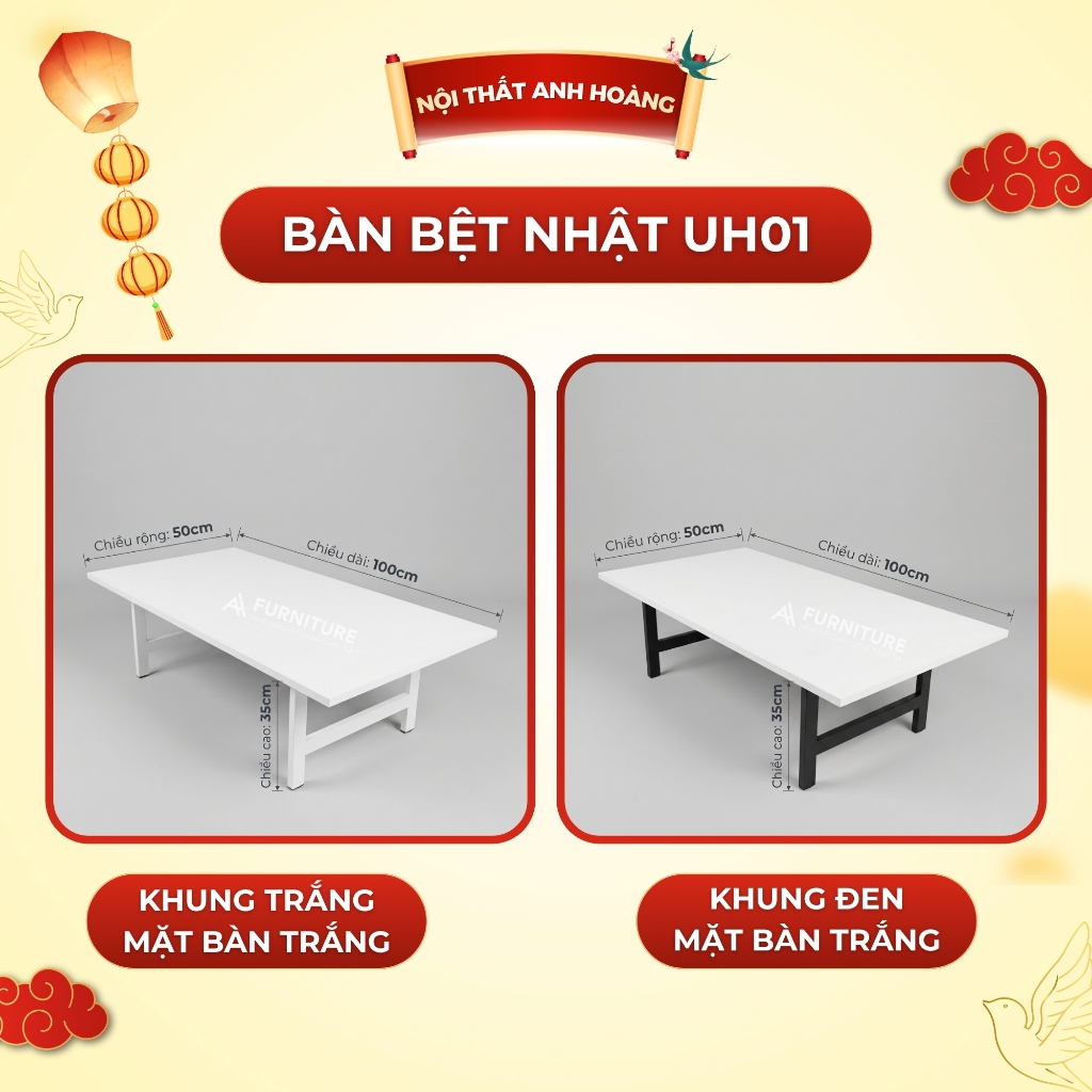 Bàn Học Ngồi Bệt Kiểu Nhật Có Nhiều Size Tùy Chọn - Bàn Gập Gọn Tiện Lợi | Nội Thất Anh Hoàng