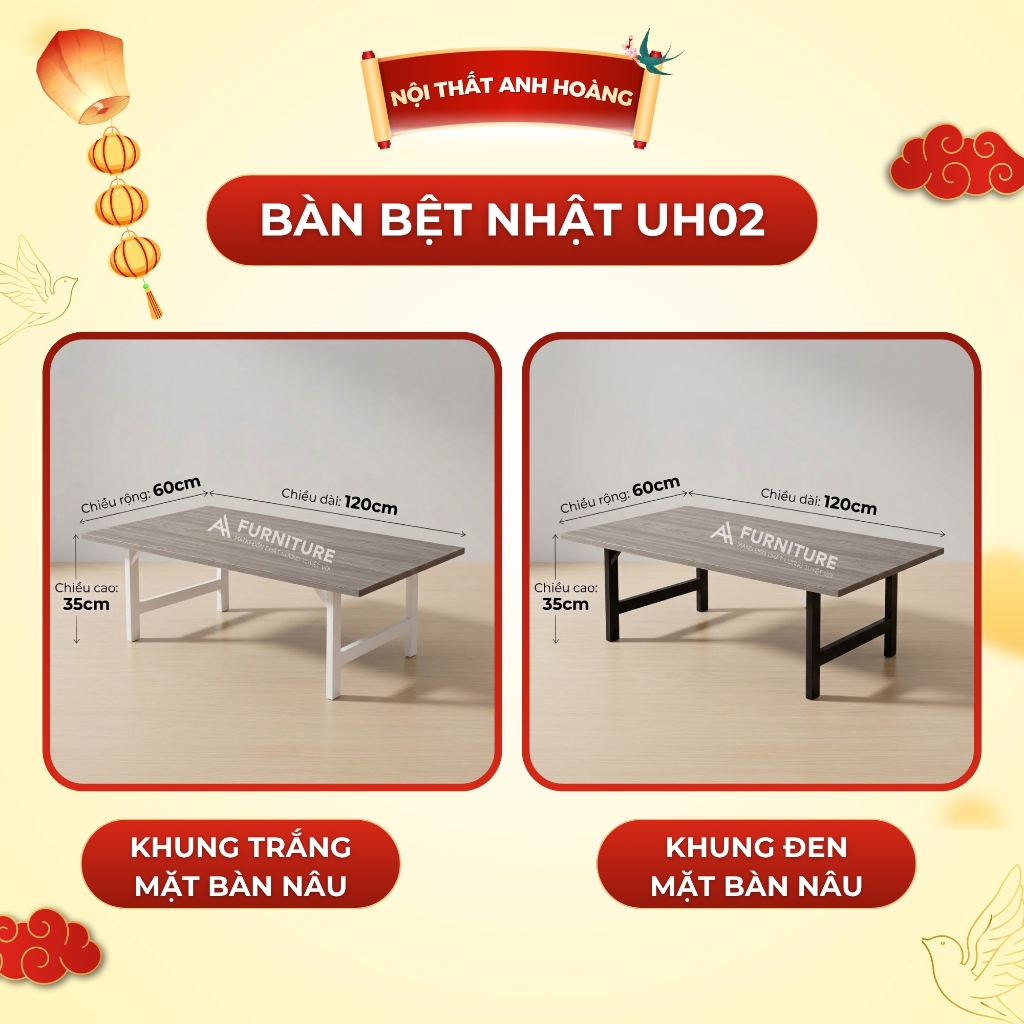 Bàn Học Ngồi Bệt Kiểu Nhật Có Nhiều Size Tùy Chọn - Bàn Gập Gọn Tiện Lợi | Nội Thất Anh Hoàng