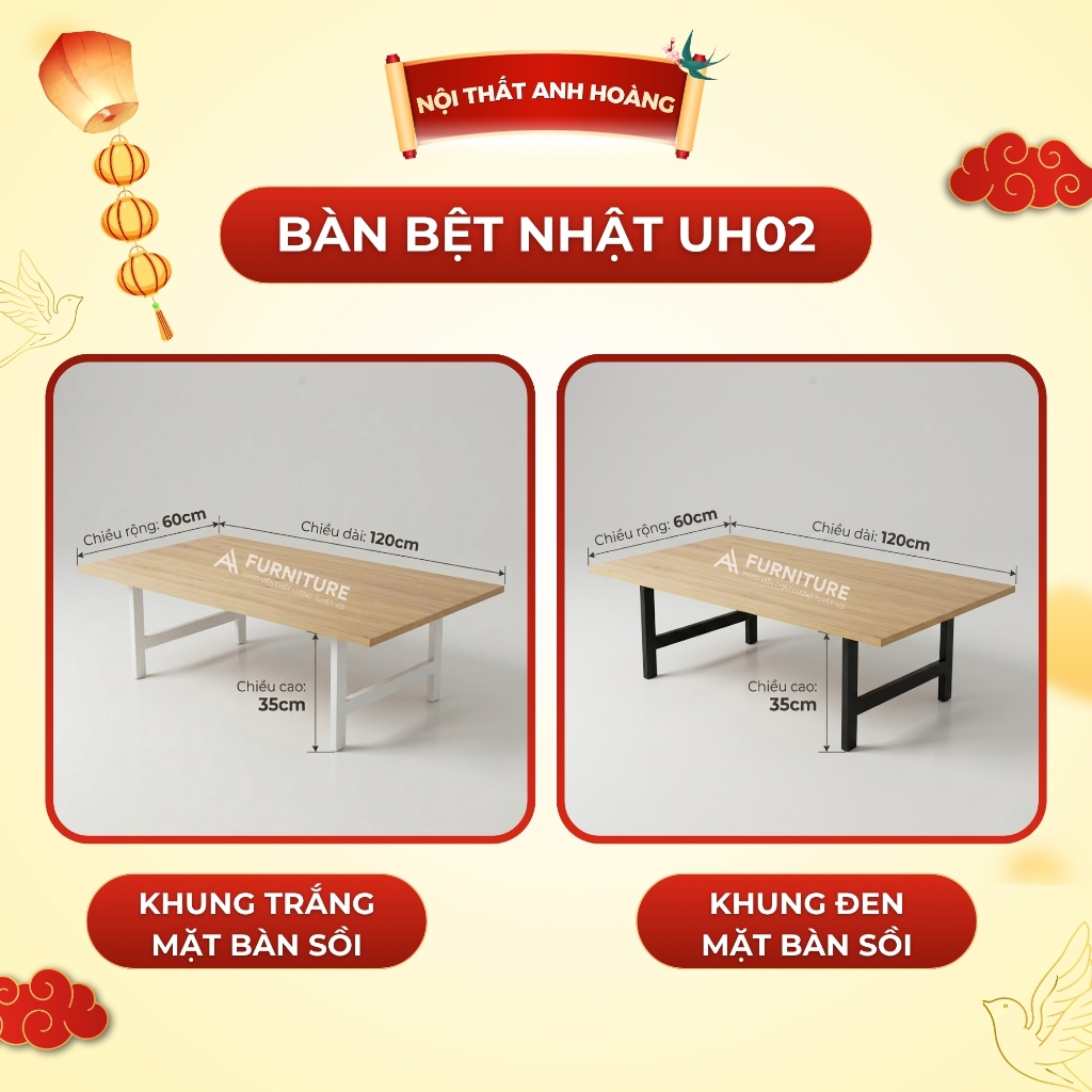 Bàn Học Ngồi Bệt Kiểu Nhật Có Nhiều Size Tùy Chọn - Bàn Gập Gọn Tiện Lợi | Nội Thất Anh Hoàng