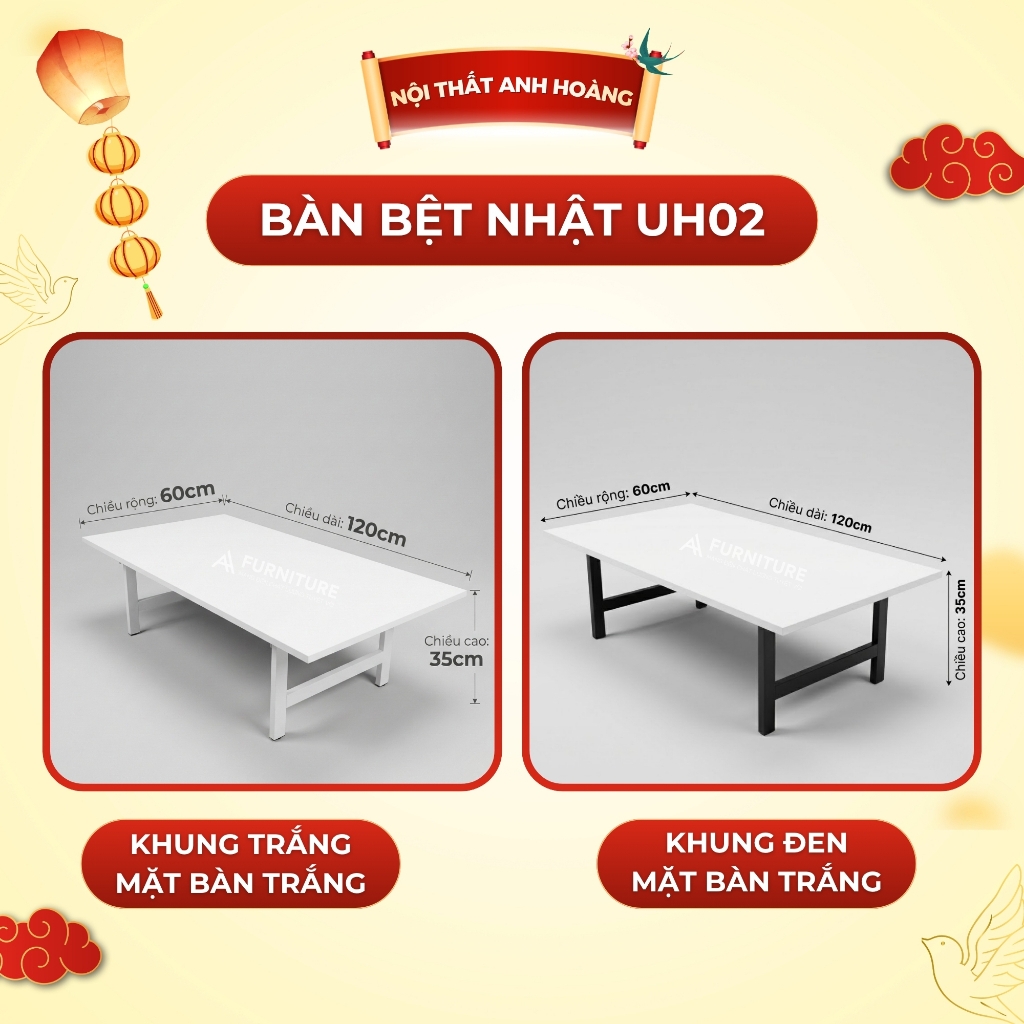 Bàn Học Ngồi Bệt Kiểu Nhật Có Nhiều Size Tùy Chọn - Bàn Gập Gọn Tiện Lợi | Nội Thất Anh Hoàng
