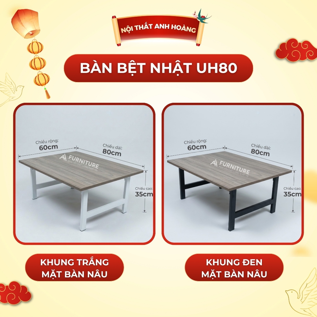 Bàn Học Ngồi Bệt Kiểu Nhật Có Nhiều Size Tùy Chọn - Bàn Gập Gọn Tiện Lợi | Nội Thất Anh Hoàng