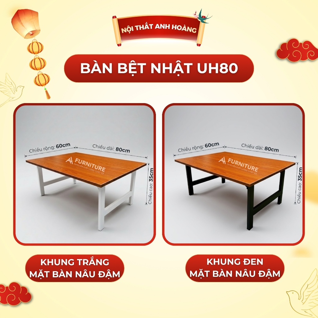Bàn Học Ngồi Bệt Kiểu Nhật Có Nhiều Size Tùy Chọn - Bàn Gập Gọn Tiện Lợi | Nội Thất Anh Hoàng