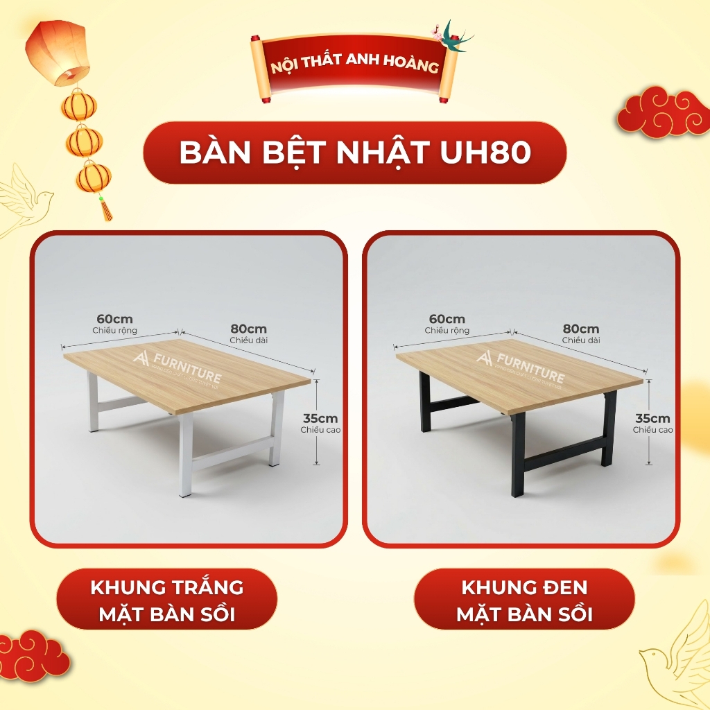 Bàn Học Ngồi Bệt Kiểu Nhật Có Nhiều Size Tùy Chọn - Bàn Gập Gọn Tiện Lợi | Nội Thất Anh Hoàng