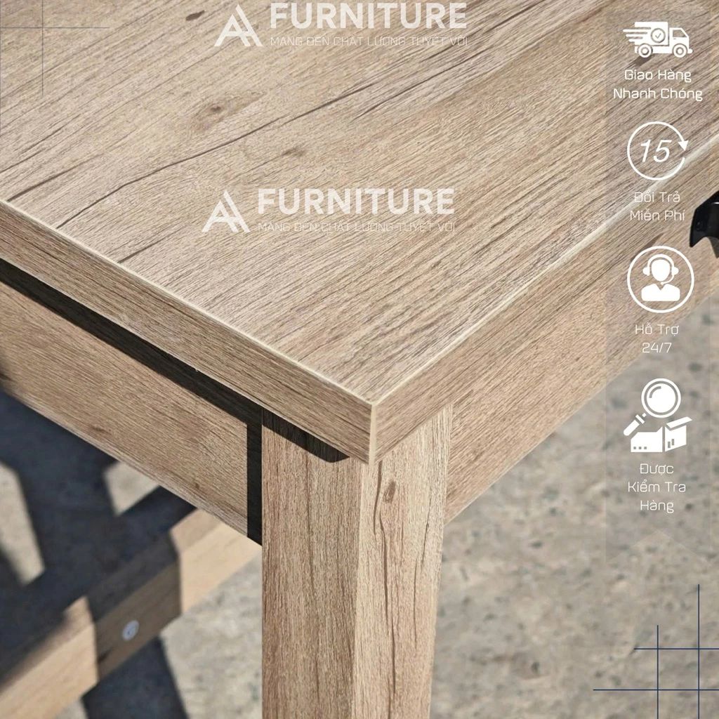 Bàn Làm Việc Thiết Kế Phong Cách Tích Hợp 2 Cổng Sạc USB, 2 Ngăn Kéo Để Đồ, 4 Chân Gỗ Vững Chắc | Code A-216